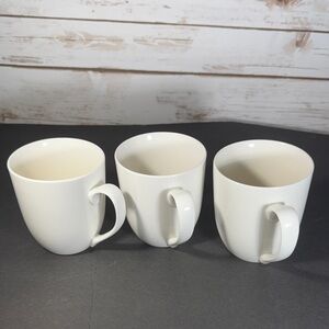 Set of Three White Ceramic Mugs Vintage Pier One 4 inches P1 China